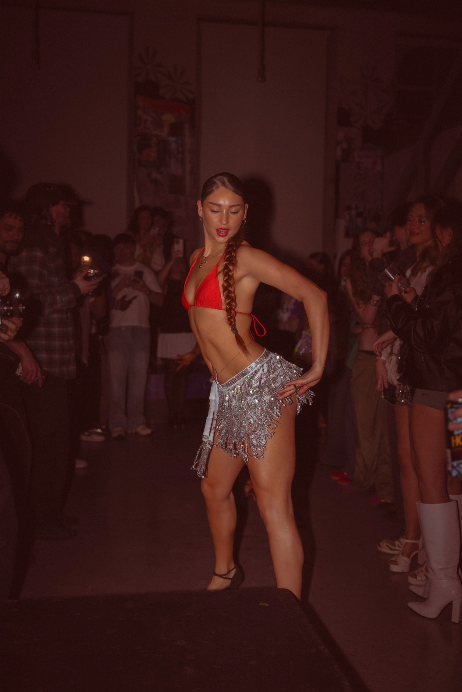 Red bikini trio performance